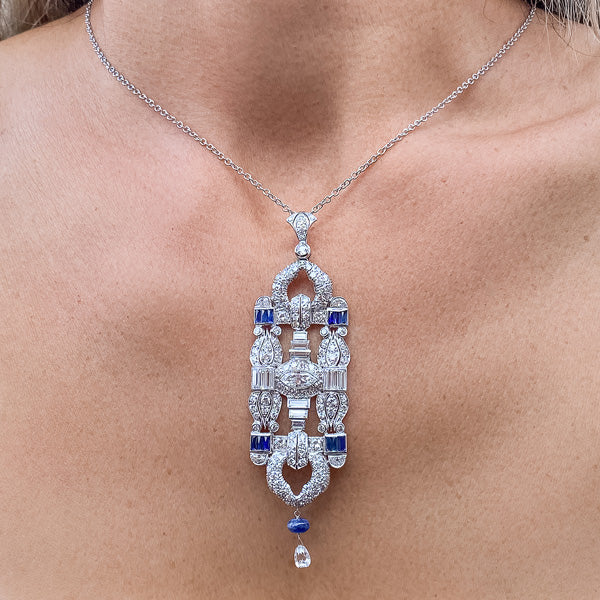 Antique Diamond & Sapphire Pendant