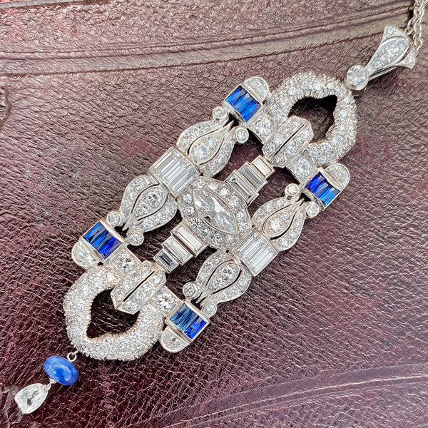 Antique Diamond & Sapphire Pendant