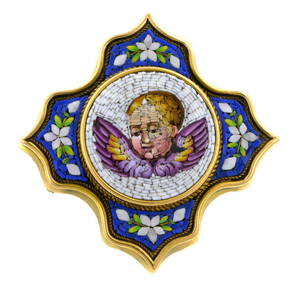 Antique Cherub Micromosaic Pendant/ Brooch