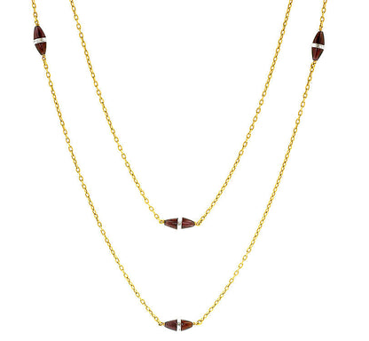 Antique Garnet & Crystal Long Chain Necklace