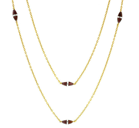 Antique Garnet & Crystal Long Chain Necklace
