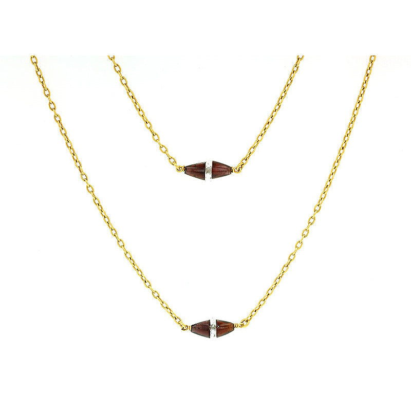 Antique Garnet & Crystal Long Chain Necklace