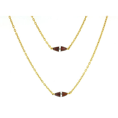 Antique Garnet & Crystal Long Chain Necklace