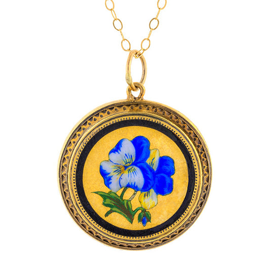 Antique Enamel Pansy Pendant