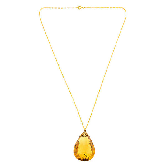 Antique Citrine Briolette Pendant Necklace