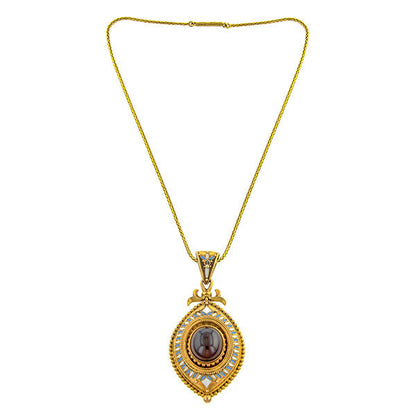 Antique Garnet Carbuncle & Enamel Pendant