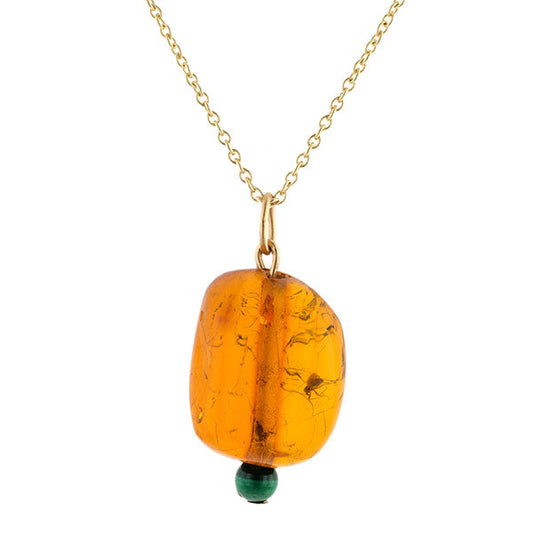 Amber & Malachite Pendant