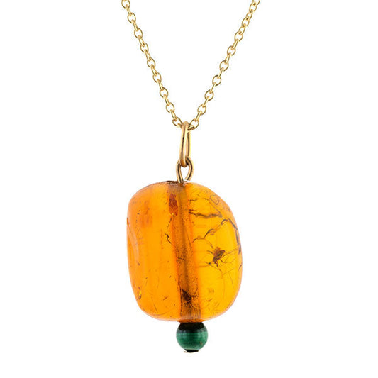 Amber & Malachite Pendant