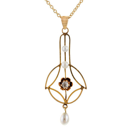 Antique Diamond & Seed Pearl Pendant