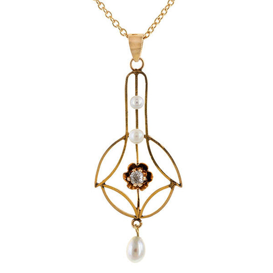 Antique Diamond & Seed Pearl Pendant