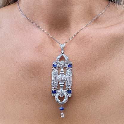 Antique Diamond & Sapphire Pendant