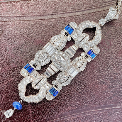 Antique Diamond & Sapphire Pendant