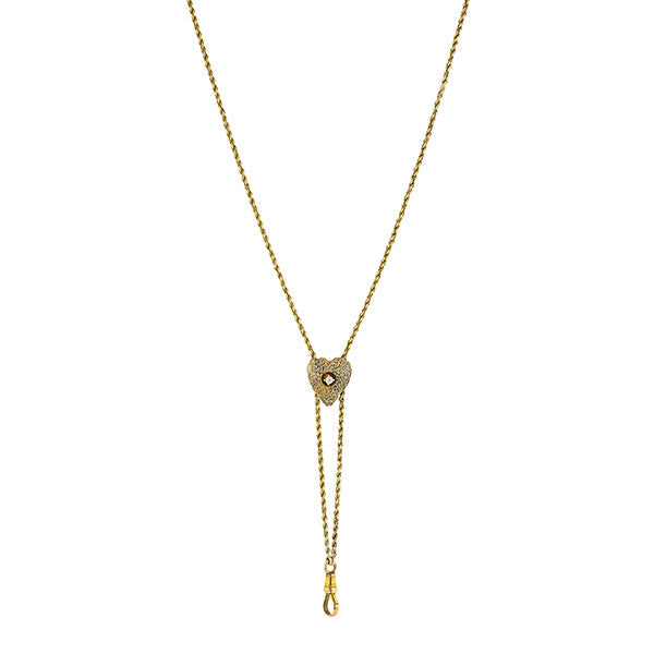 Antique Diamond Heart Slide Necklace, Old Euro 0.03ct