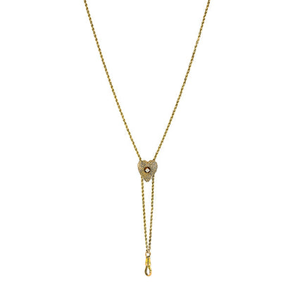 Antique Diamond Heart Slide Necklace, Old Euro 0.03ct