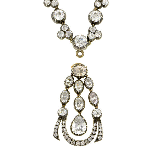 Antique Diamond Riviere/ Pendant Necklace