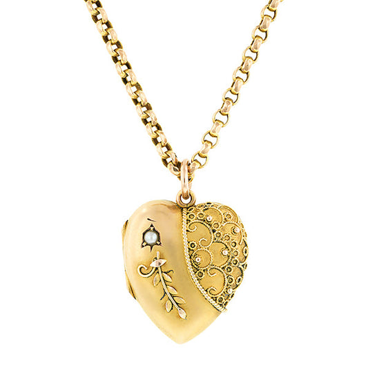 Antique Heart Locket & Chain
