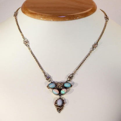 Antique Silver Gilt Opal Necklace
