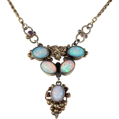 Antique Silver Gilt Opal Necklace
