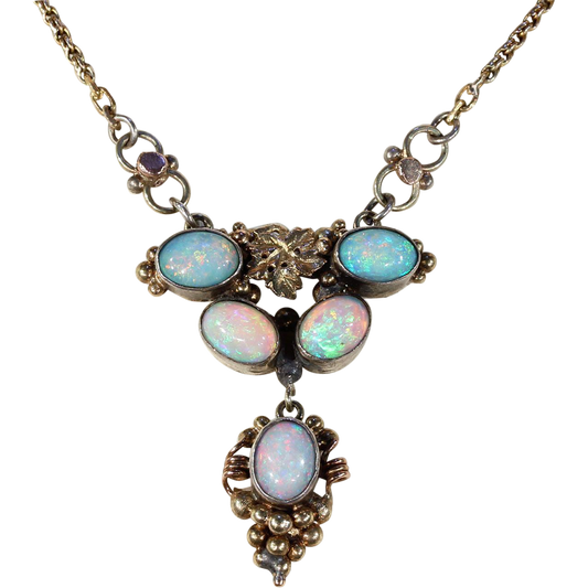 Antique Silver Gilt Opal Necklace